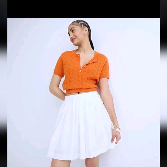 J.CREW Size 2 XS Pleated Full Mini Skirt Lined 100% Linen Minimalist Beachy - Picture 1 of 8